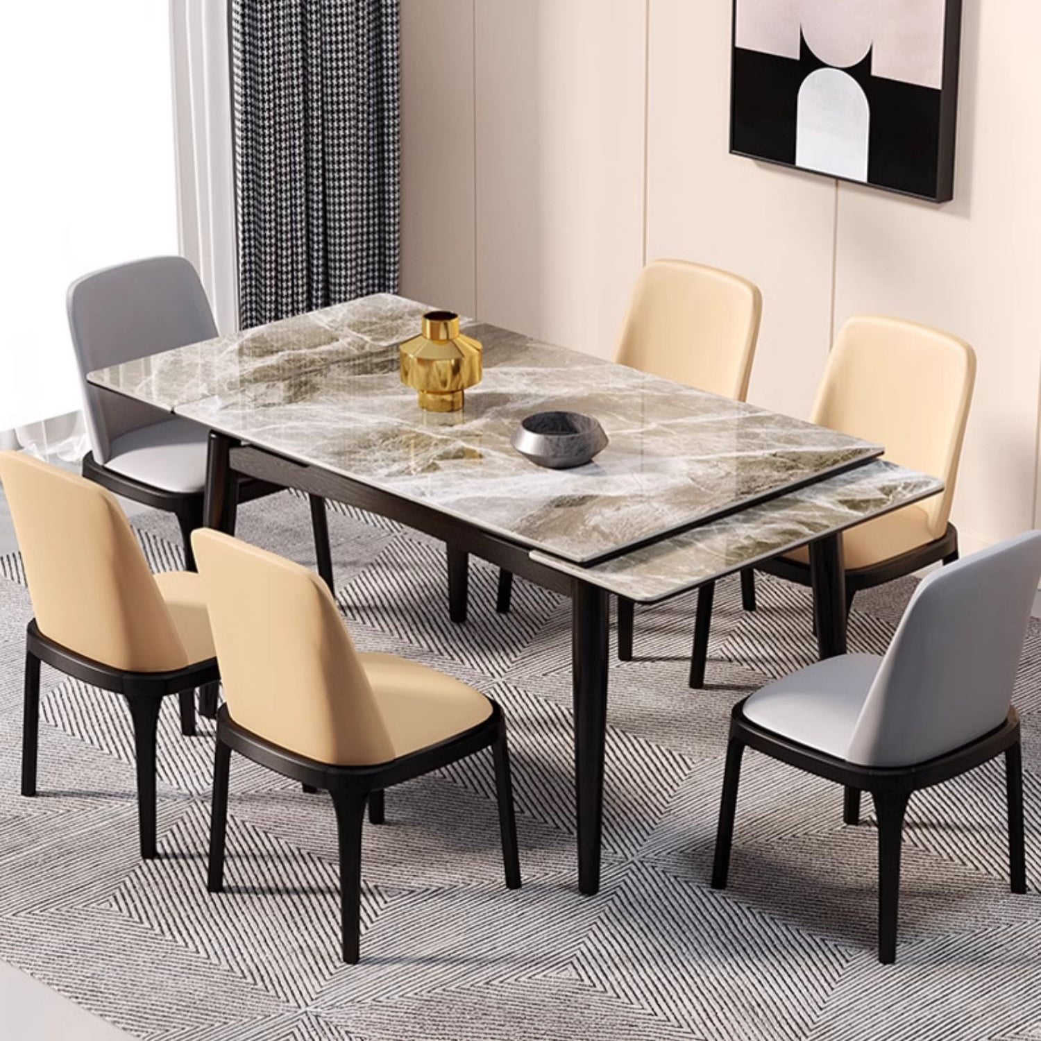 Elegant Brown Framed Table with Natural Sintered Stone and Ash Wood Finish fmbs-008
