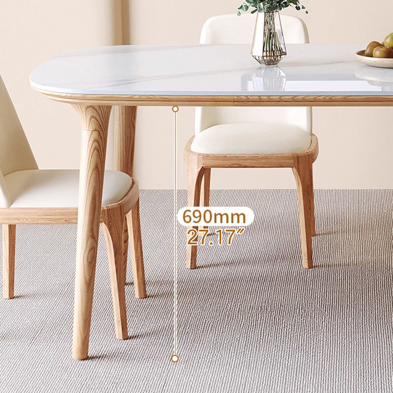 Elegant Natural Brown Black Table with Sintered Stone and Ash Wood Finish fmbs-012