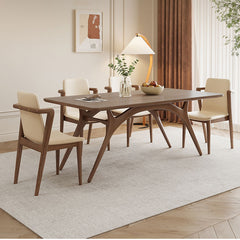 Elegant Brown Natural Black Ash Wood Table with Sintered Stone Top fmbs-013