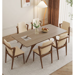 Elegant Brown Natural Black Ash Wood Table with Sintered Stone Top fmbs-013
