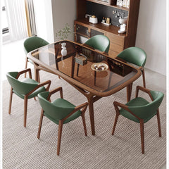 Premium Handmade Natural Ash Wood Dining Table - Brown Finish fmbs-014