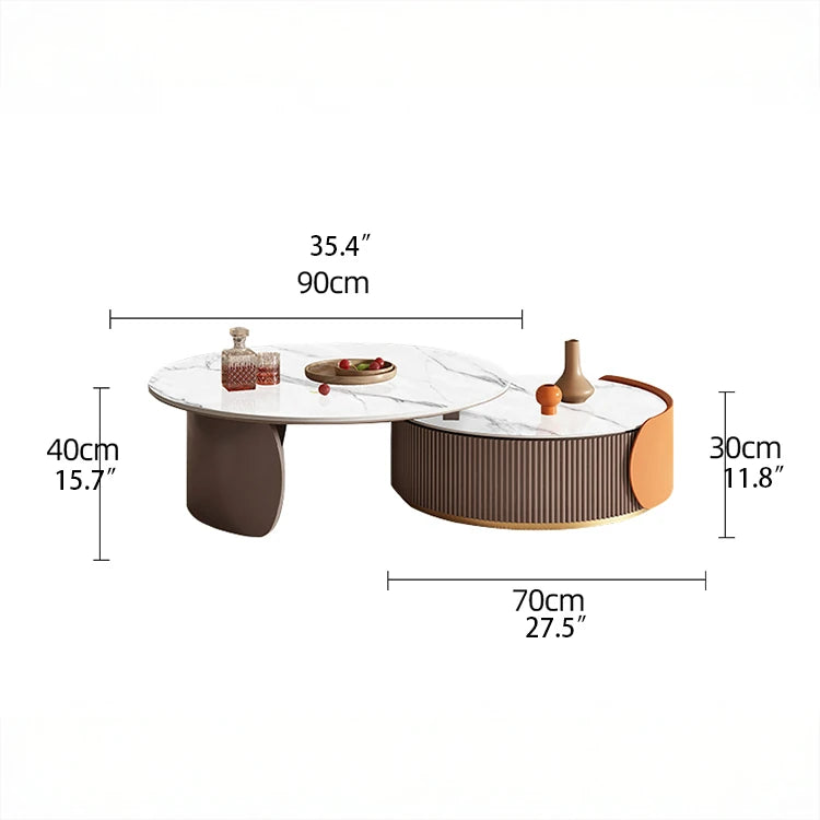 Elegant Sintered Stone Coffee Table Set - Modern Round Design for Stylish Living Rooms fme-3128