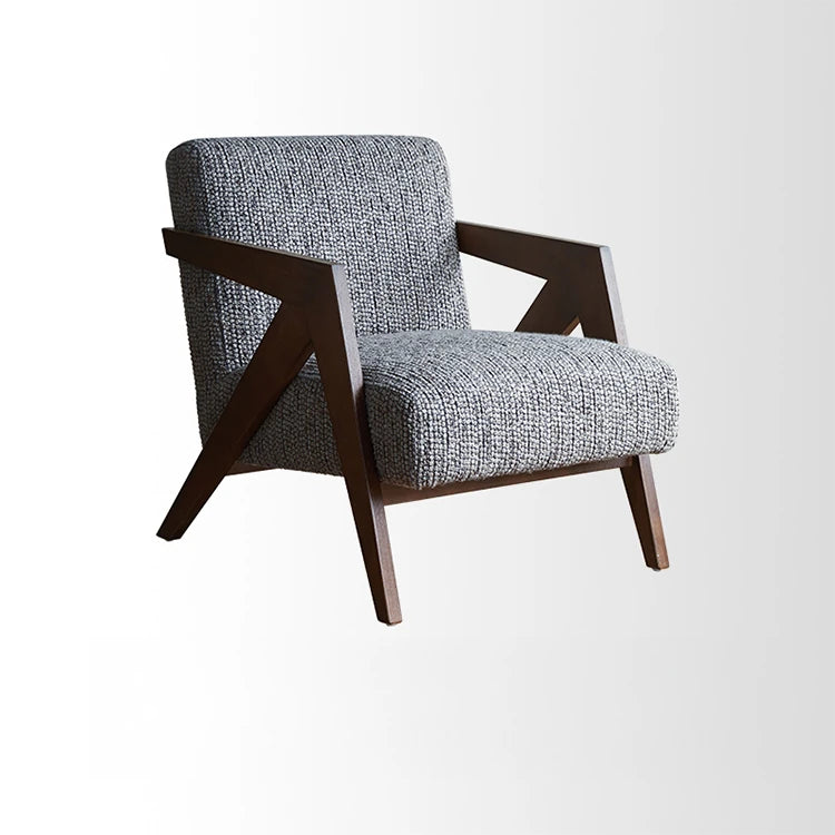 Stylish Cotton and Linen Accent Chair with Modern Wooden Frame - Perfect for Living Room Decor fme-3132
