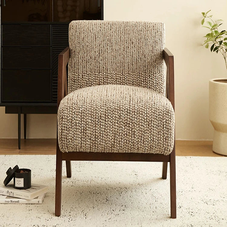 Stylish Cotton and Linen Accent Chair with Modern Wooden Frame - Perfect for Living Room Decor fme-3132