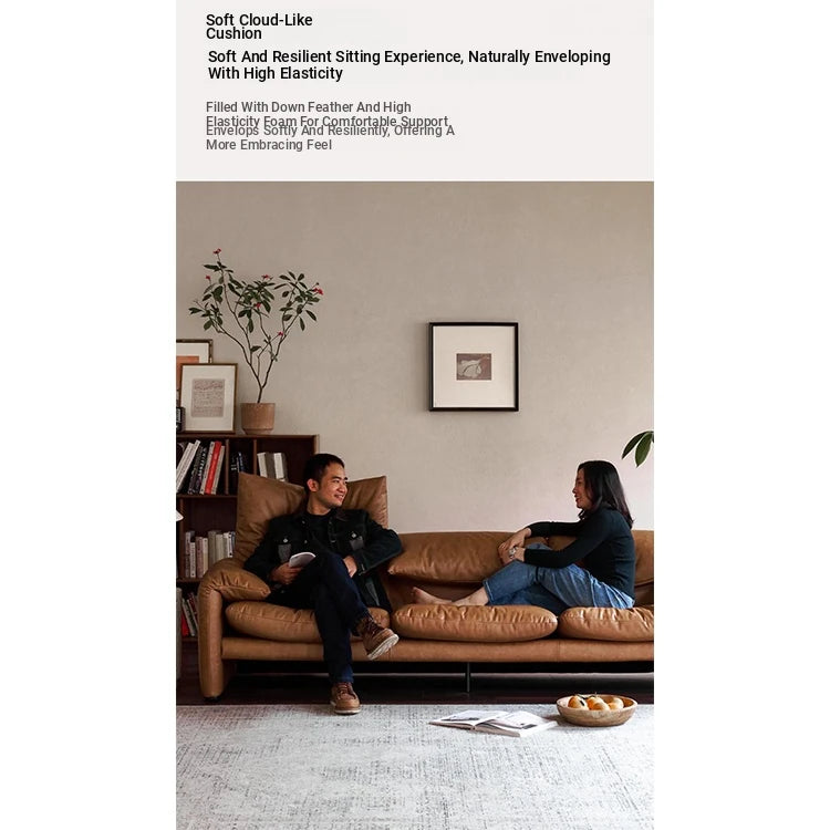 Stylish Genuine Leather Down Sofa – Luxurious Comfort for Your Living Room fme-3133