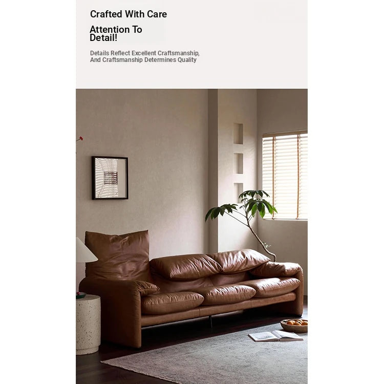 Stylish Genuine Leather Down Sofa – Luxurious Comfort for Your Living Room fme-3133