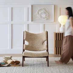 Stylish Cashmere Ash Wood Chair for Cozy Living Spaces - Perfect for Reading and Relaxation fme-3136