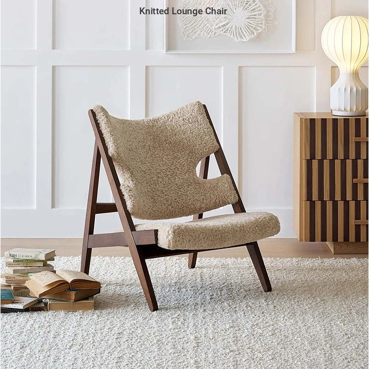 Stylish Cashmere Ash Wood Chair for Cozy Living Spaces - Perfect for Reading and Relaxation fme-3136