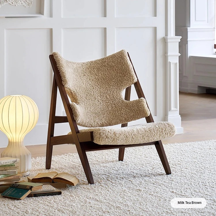 Stylish Cashmere Ash Wood Chair for Cozy Living Spaces - Perfect for Reading and Relaxation fme-3136