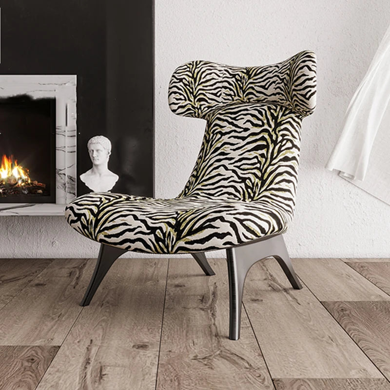 Stylish Corduroy Zebra Print Accent Chair for Modern Living Spaces - Eye-Catching Design and Comfort fme-3138