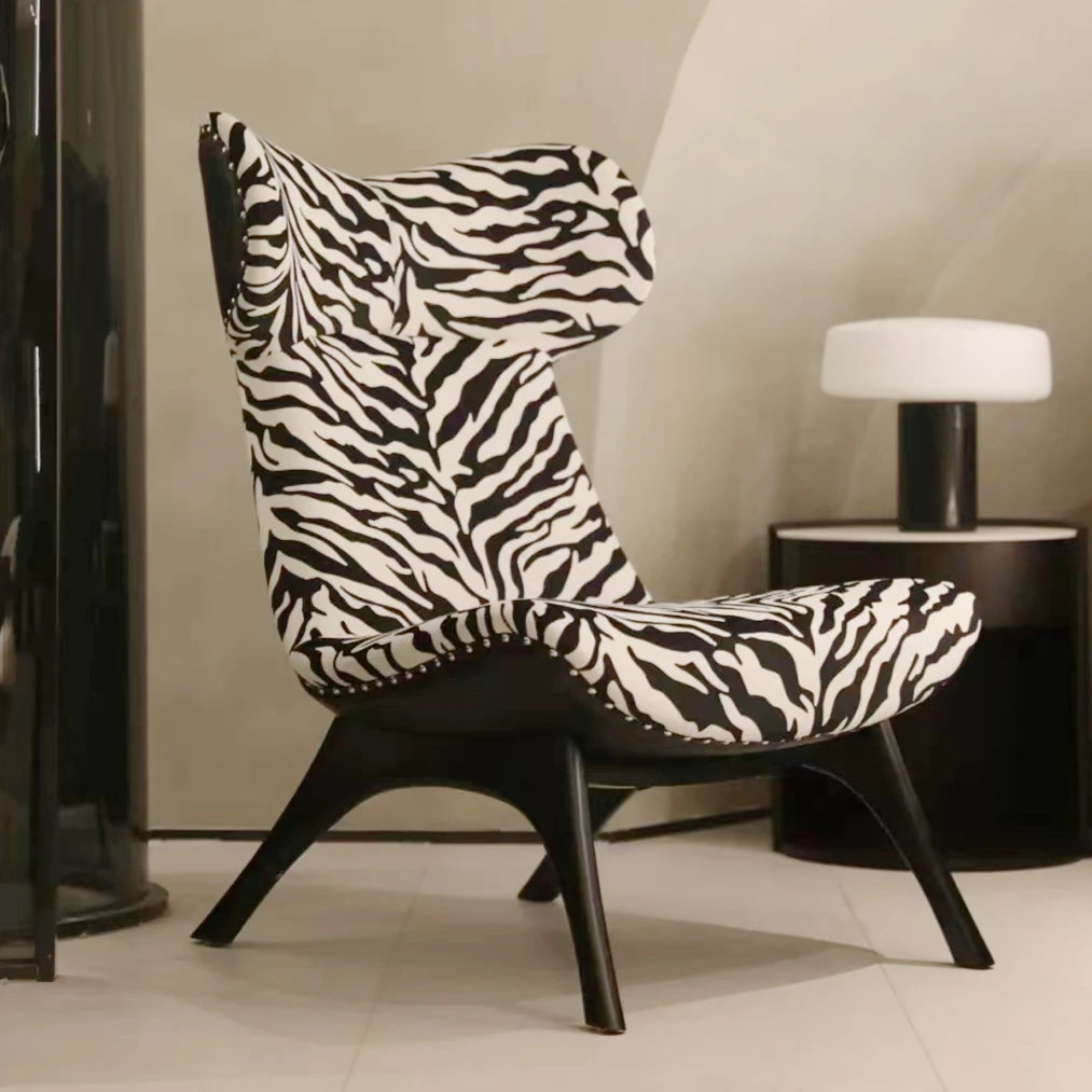 Stylish Corduroy Zebra Print Accent Chair for Modern Living Spaces - Eye-Catching Design and Comfort fme-3138