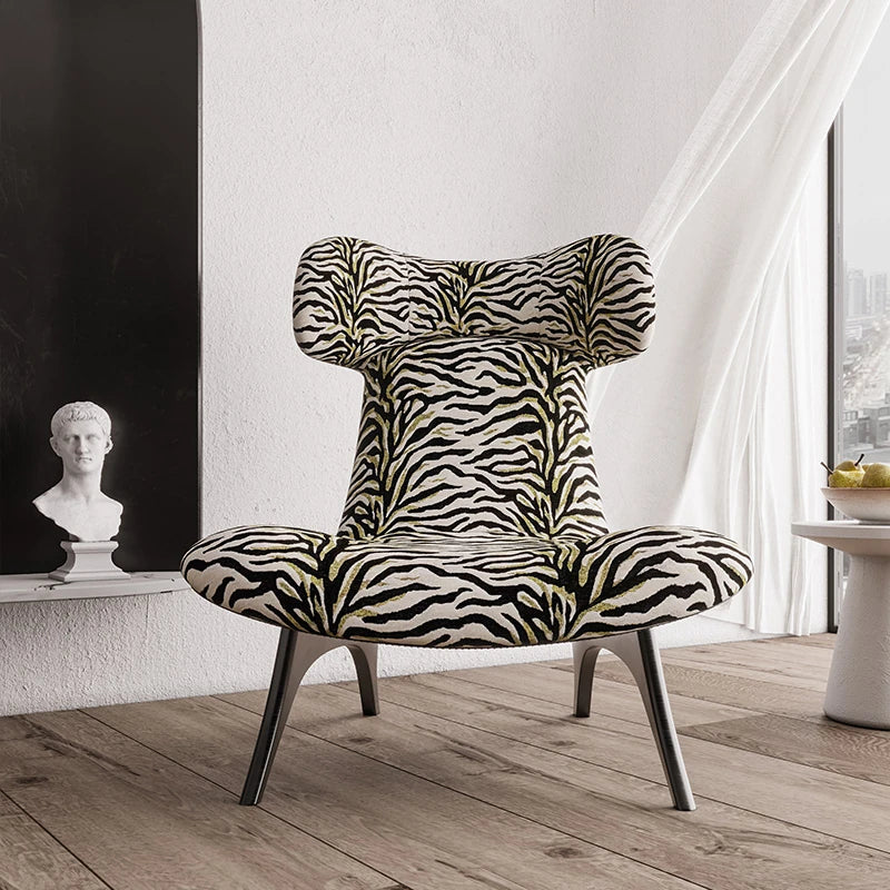 Stylish Corduroy Zebra Print Accent Chair for Modern Living Spaces - Eye-Catching Design and Comfort fme-3138