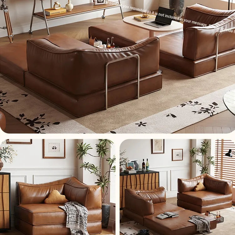 Sofa Brown Beige Black Synthetic leather Down Stuffing cotton fmgj-6329