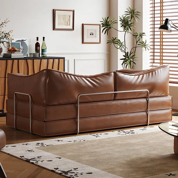 Sofa Brown Beige Black Synthetic leather Down Stuffing cotton fmgj-6329