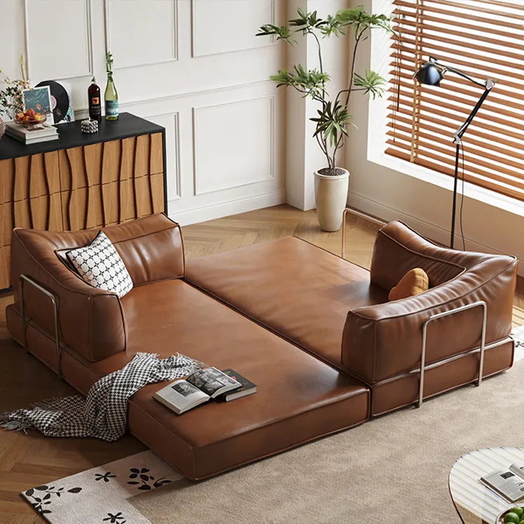 Sofa Brown Beige Black Synthetic leather Down Stuffing cotton fmgj-6329