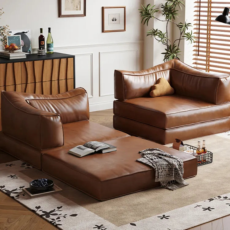 Sofa Brown Beige Black Synthetic leather Down Stuffing cotton fmgj-6329