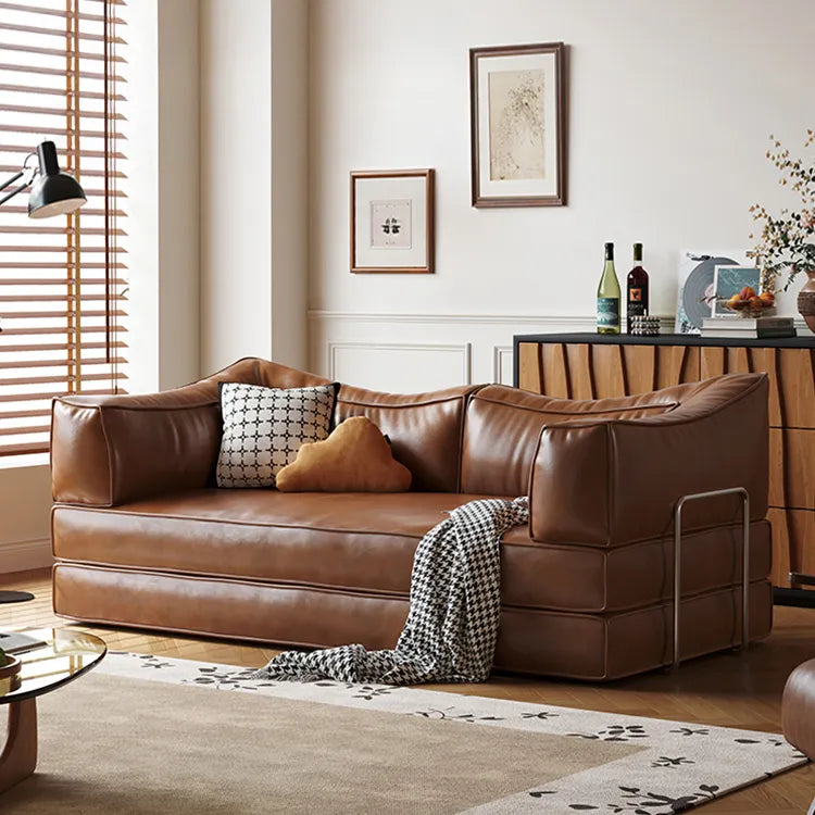 Sofa Brown Beige Black Synthetic leather Down Stuffing cotton fmgj-6329