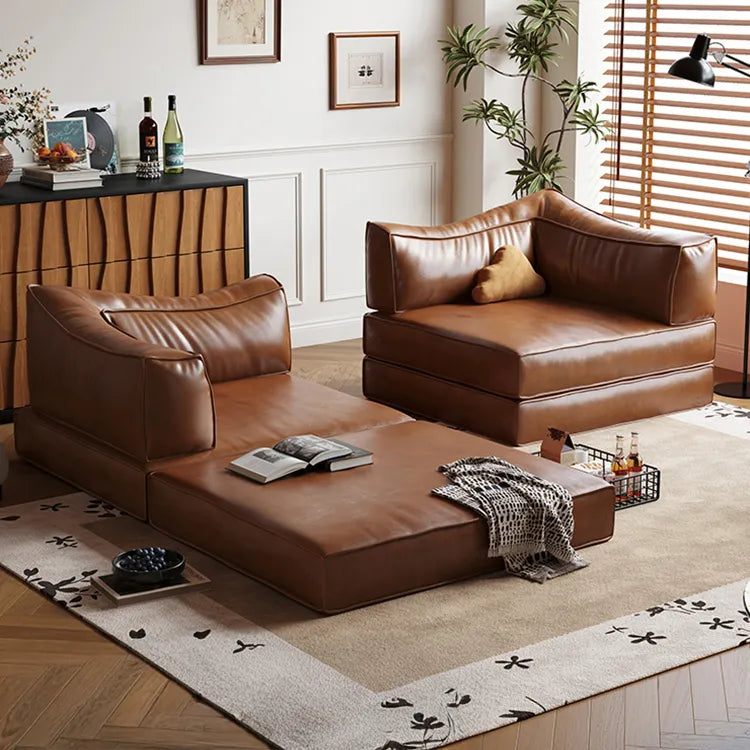 Sofa Brown Beige Black Synthetic leather Down Stuffing cotton fmgj-6329