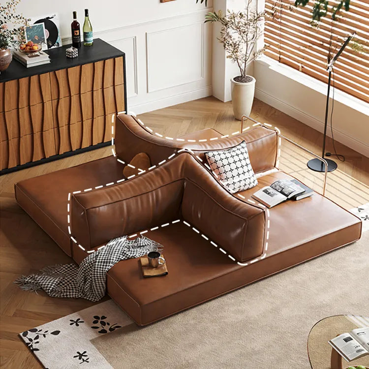 Sofa Brown Beige Black Synthetic leather Down Stuffing cotton fmgj-6329