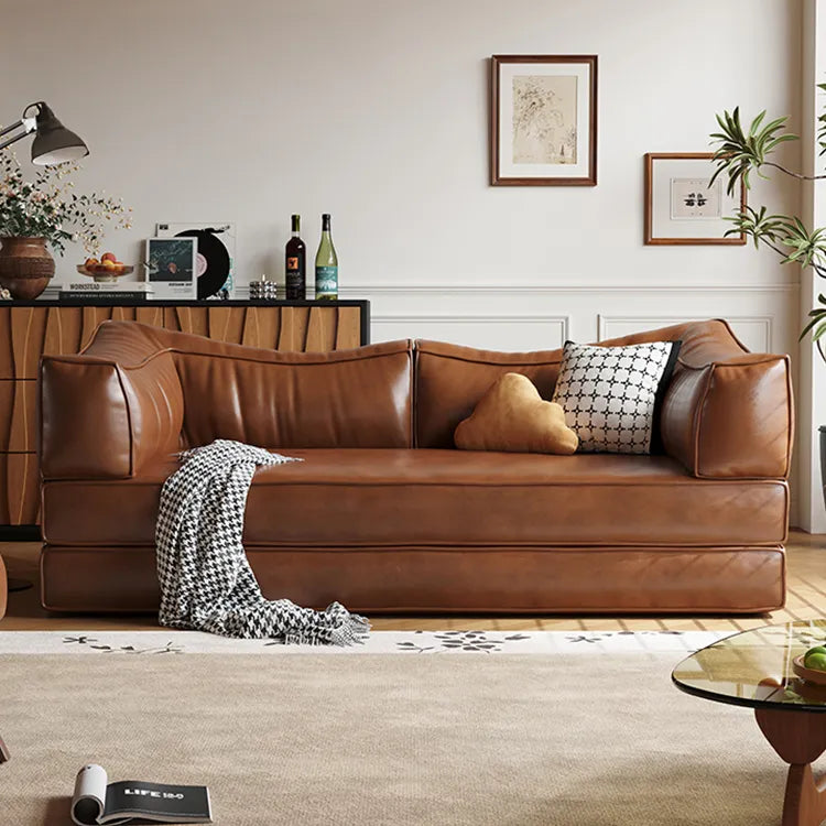 Sofa Brown Beige Black Synthetic leather Down Stuffing cotton fmgj-6329