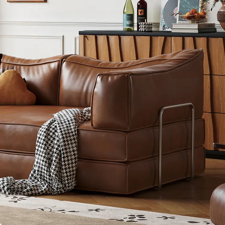Sofa Brown Beige Black Synthetic leather Down Stuffing cotton fmgj-6329