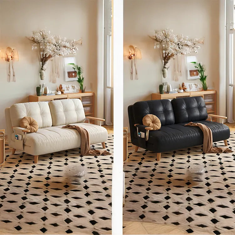 Sofa Beige Black Brown Ash wood Stuffing cotton Solid wood Synthetic leather fmgj-6330