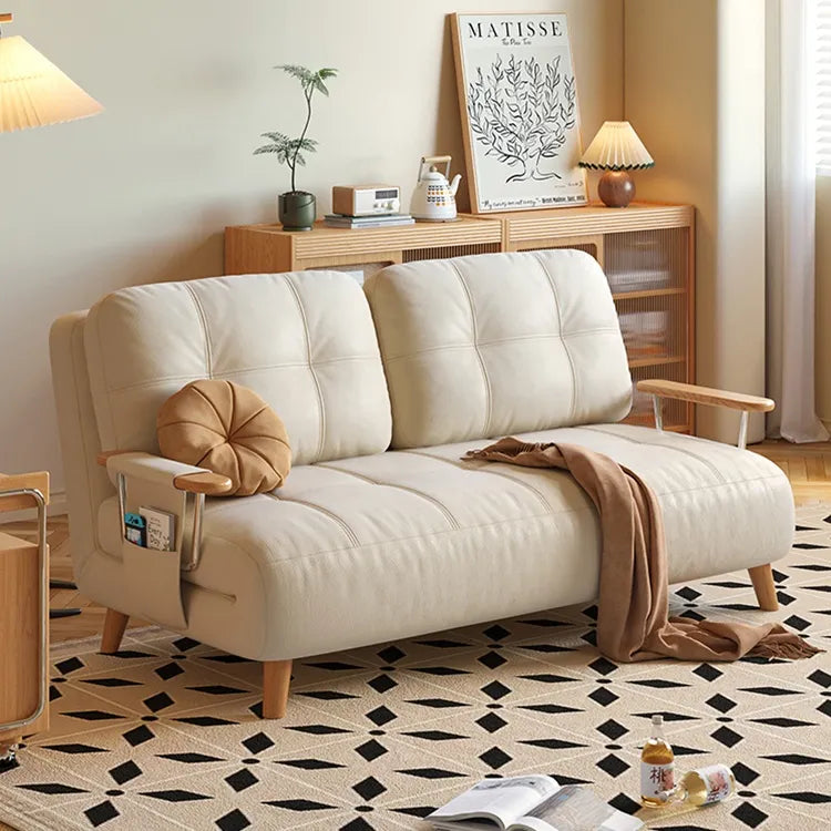 Sofa Beige Black Brown Ash wood Stuffing cotton Solid wood Synthetic leather fmgj-6330