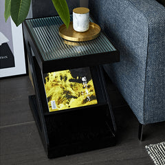 Elegant Light Brown Black Cherry Wood Tea Table with Plywood & Glass Top fmy-688