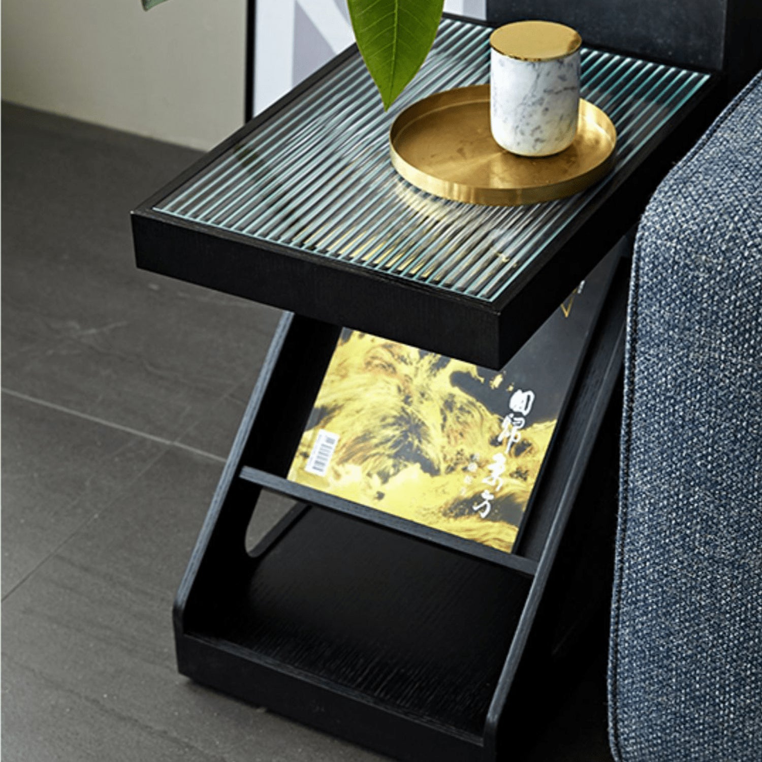 Elegant Light Brown Black Cherry Wood Tea Table with Plywood & Glass Top fmy-688