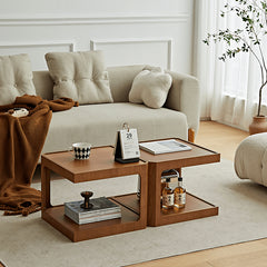 Elegant Light Brown and Black Cherry Wood Tea Table – Sturdy Plywood Design fmy-690