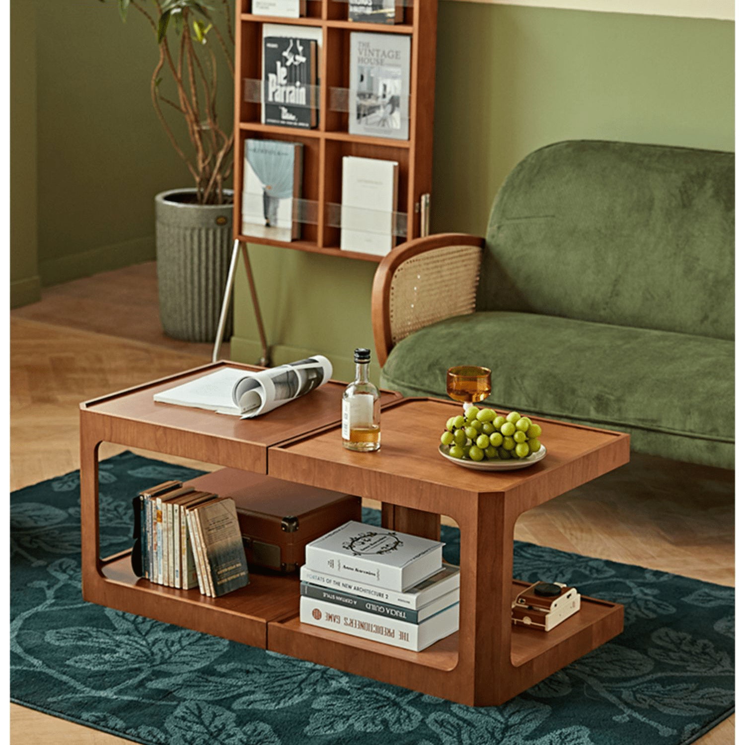 Elegant Light Brown and Black Cherry Wood Tea Table – Sturdy Plywood Design fmy-690