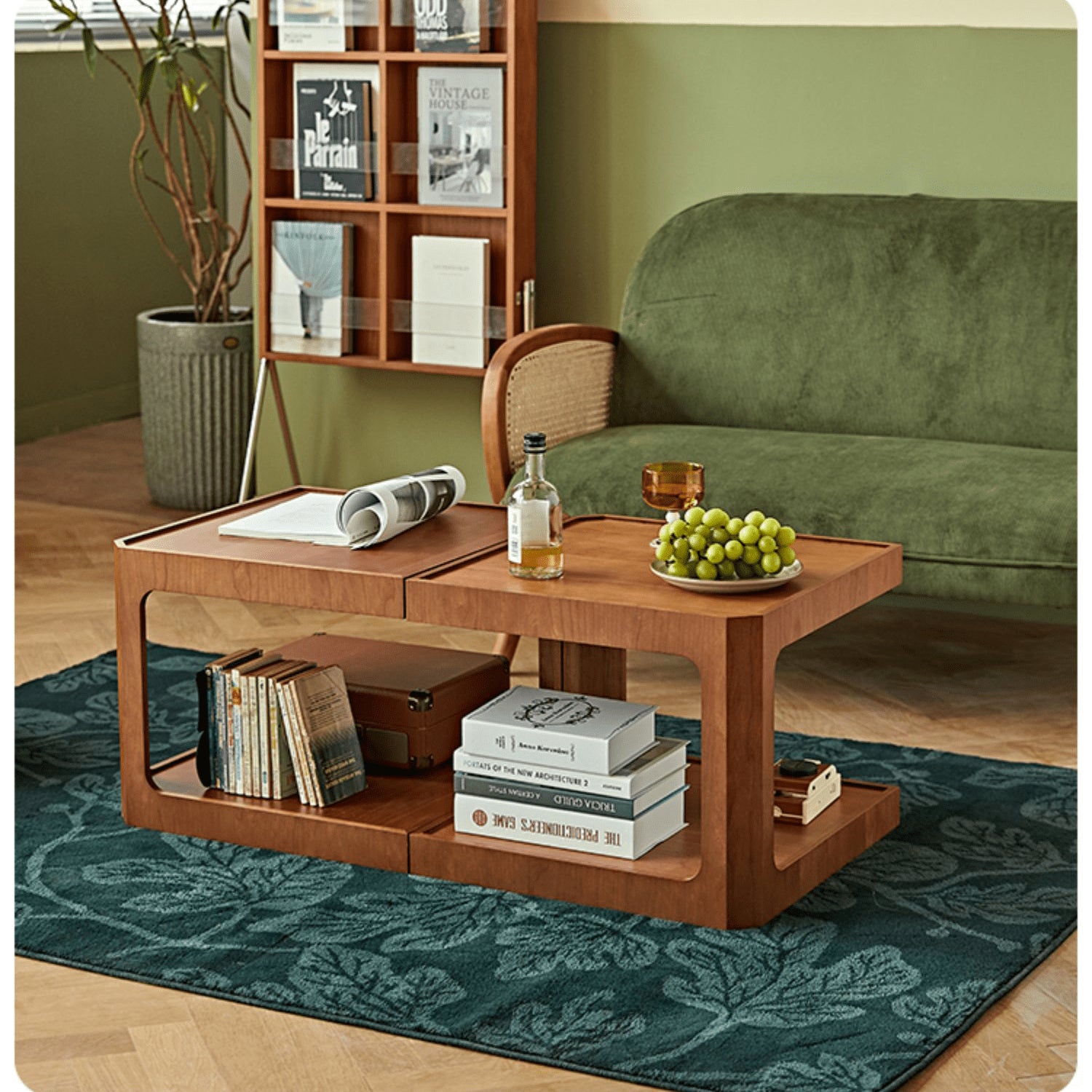 Elegant Light Brown and Black Cherry Wood Tea Table – Sturdy Plywood Design fmy-690