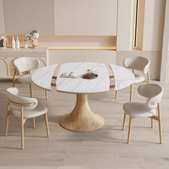 Elegant Table with Brown Sintered Stone and Ash Wood Finish fnl-267