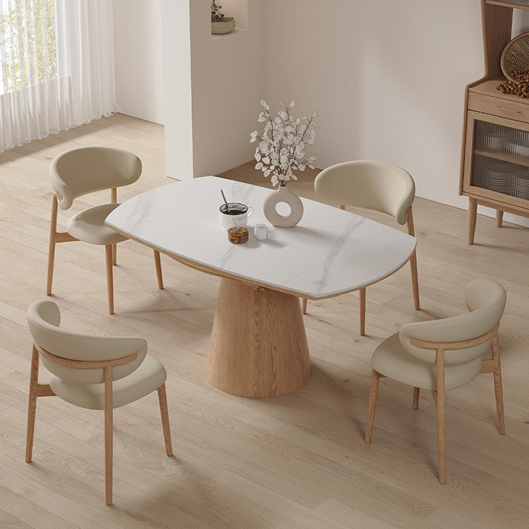 Elegant Brown Natural Sintered Stone Ash Wood Table - Modern Design fnl-269