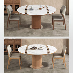 Elegant Natural Sintered Stone Table with Modern Ash Wood & Stainless Steel Accents fnl-271