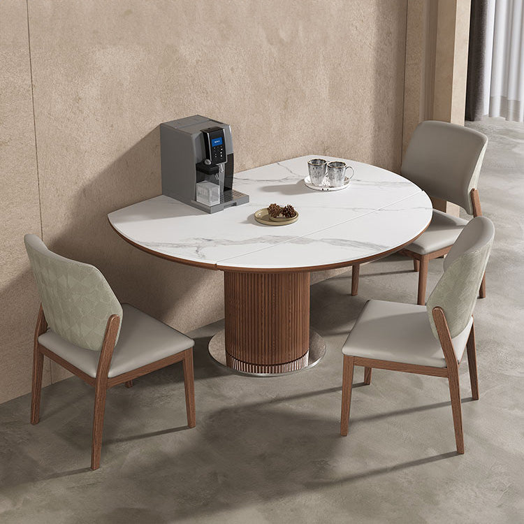 Elegant Natural Sintered Stone Table with Modern Ash Wood & Stainless Steel Accents fnl-271