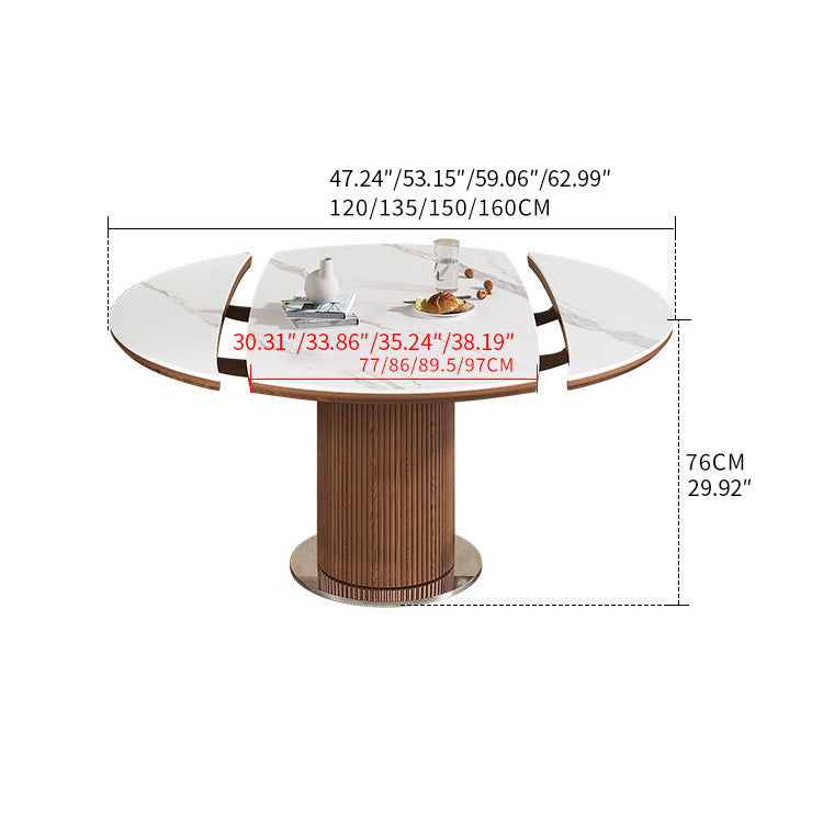 Elegant Natural Sintered Stone Table with Modern Ash Wood & Stainless Steel Accents fnl-271