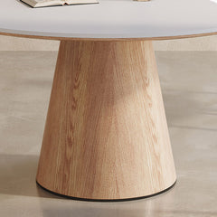 Elegant Dining Table with Natural Sintered Stone Top and Solid Wood Base fnl-274
