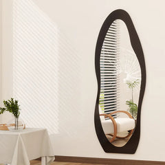 Mirror Brown Black Glass Solid wood fnls-6523
