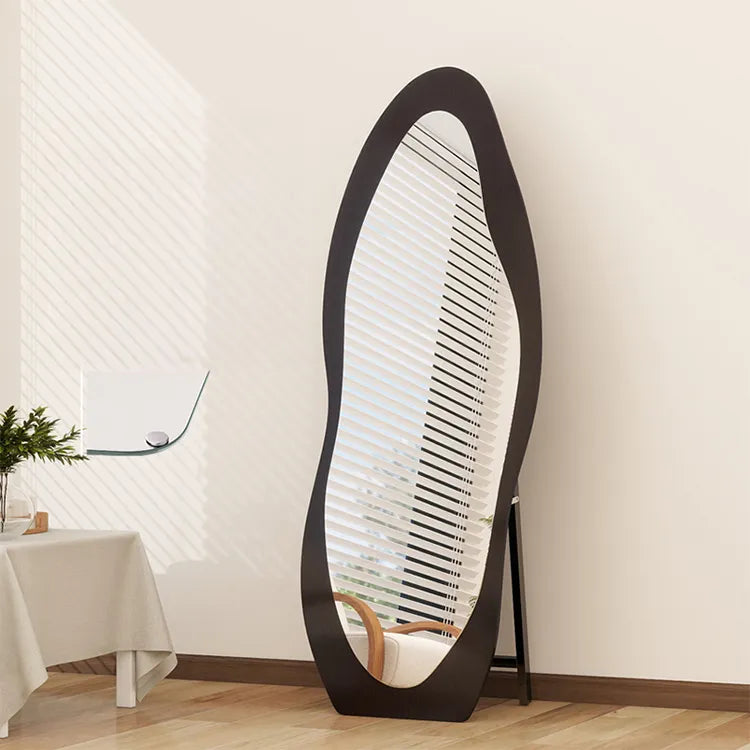 Mirror Brown Black Glass Solid wood fnls-6523