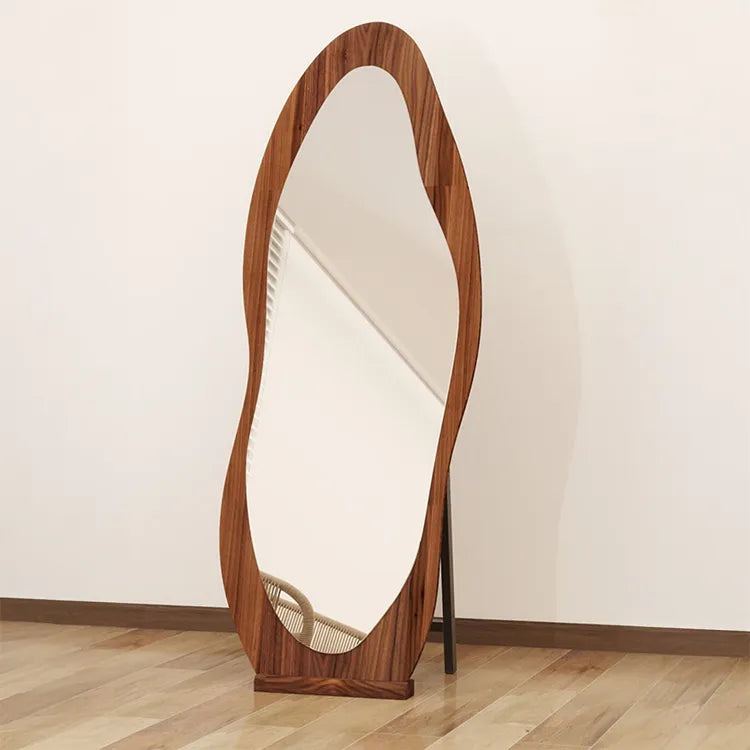 Mirror Brown Black Glass Solid wood fnls-6523