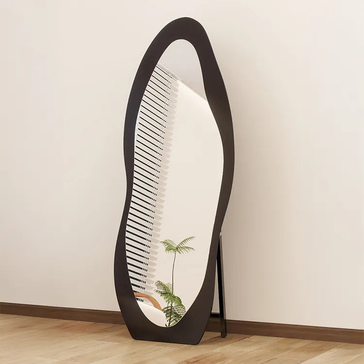 Mirror Brown Black Glass Solid wood fnls-6523