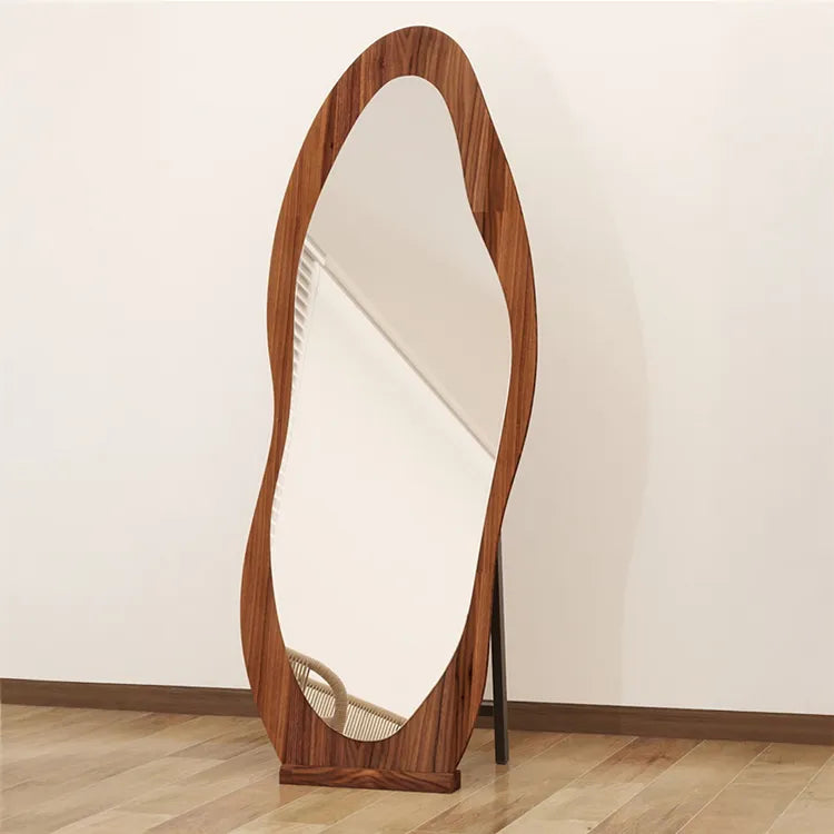 Mirror Brown Black Glass Solid wood fnls-6523