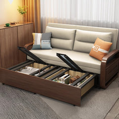 Cozy Beige Brown Light Gray Dark Blue Sofa with Solid Wood Frame and Cotton-Linen Blend Upholstery fnm-955