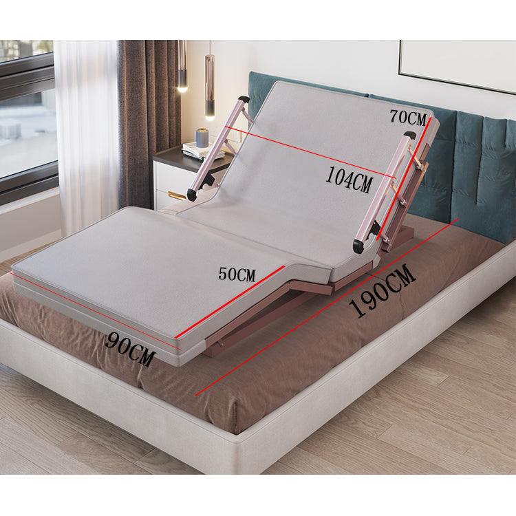 Elegant Grey-Green Solid Wood Bed with Cotton and Linen Upholstery - Coconut Palm Finish foltm-1561