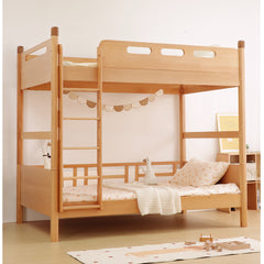 Elegant Natural Beech, Cedar, and Pine Wood Bed – Superior Craftsmanship and Timeless Design fslmz-1085