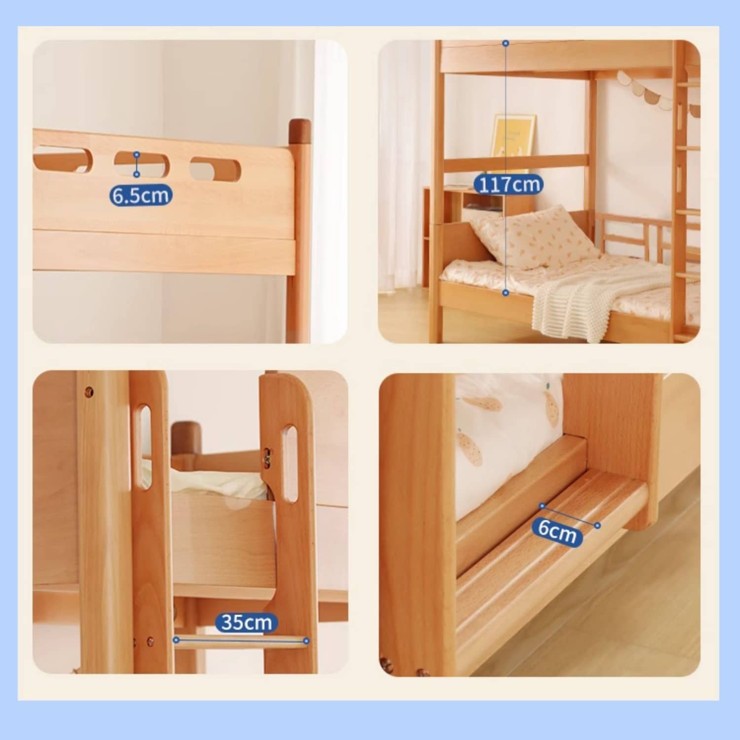 Elegant Natural Beech, Cedar, and Pine Wood Bed – Superior Craftsmanship and Timeless Design fslmz-1085