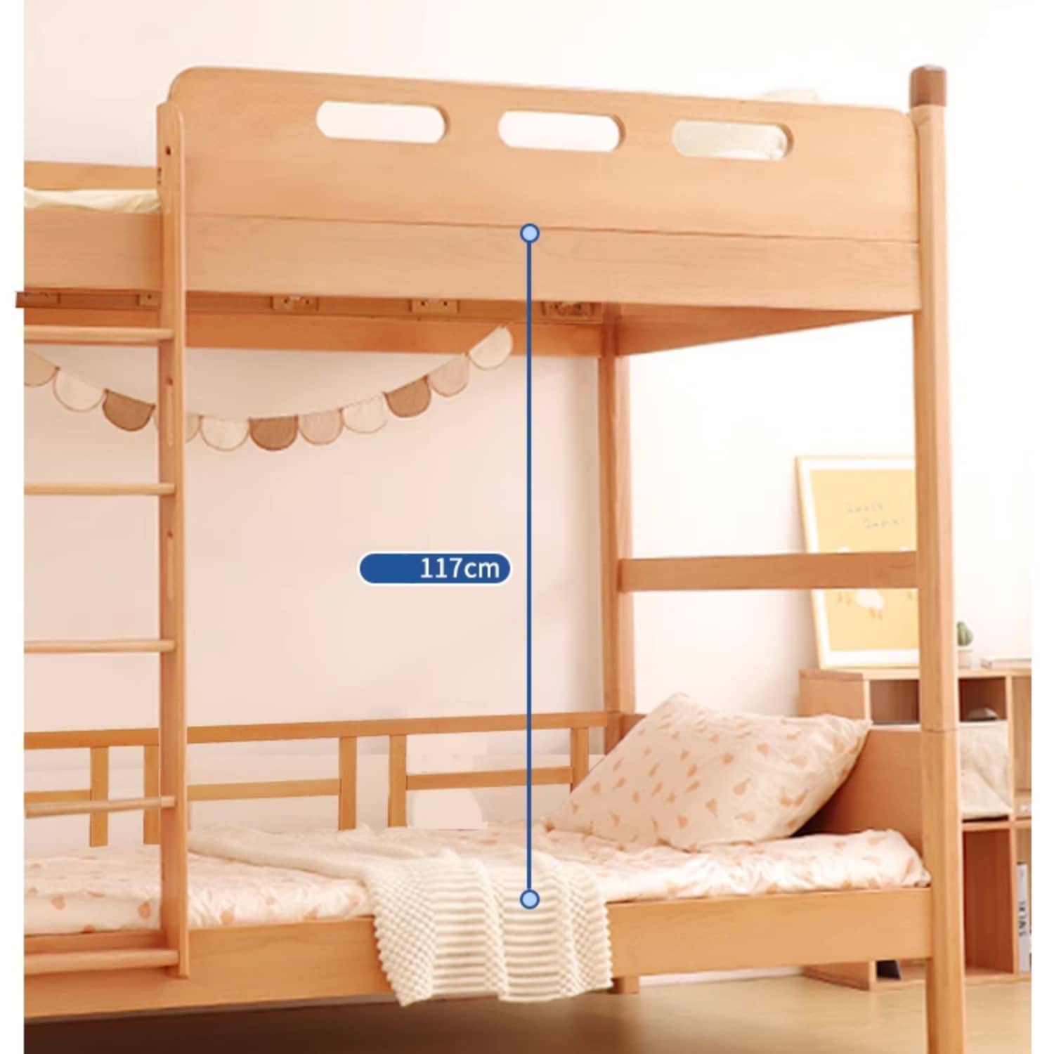 Elegant Natural Beech, Cedar, and Pine Wood Bed – Superior Craftsmanship and Timeless Design fslmz-1085