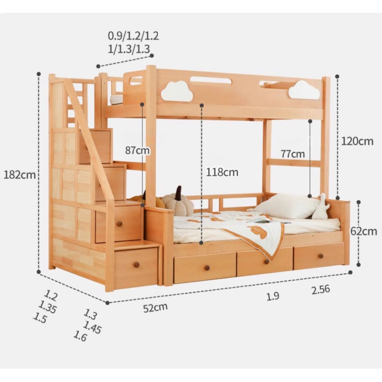 Premium Wooden Bed Frame: Beech, Cedar, Pine & Rubber Wood Options fslmz-1088