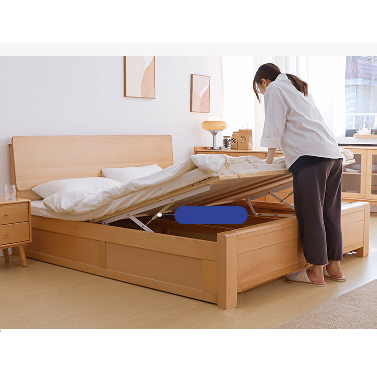 Natural Beech, Pine, and Rubber Wood Bed Frame for Durable Comfort fslmz-1091